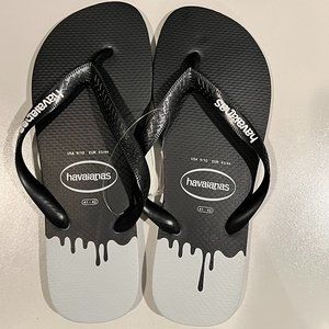 Havaianas Men's Drip Black Flip Flop Sandal Size 9/10
